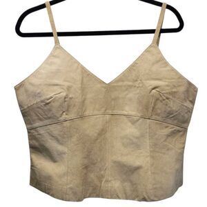 NWT Vintage Tower Hill Womens Brown Leather Y2K Cropped Tank Top Size 18